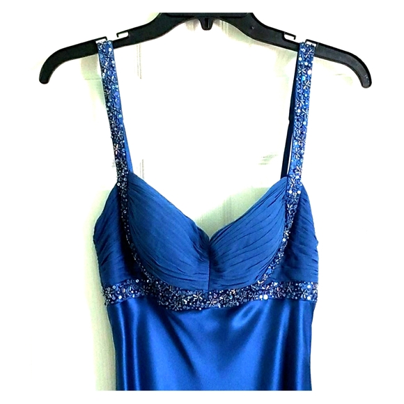 Royal blue satin gown
